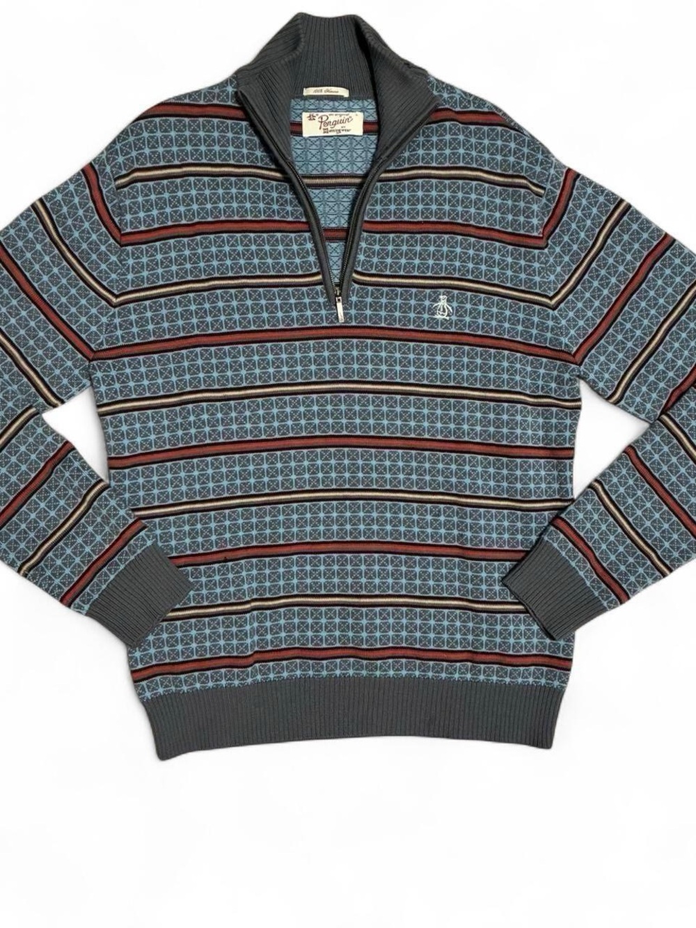 Vintage Original Penguin Quarter Zip
Geometric Knit Sweater
